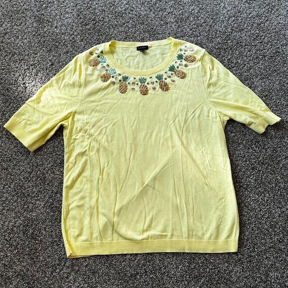 Talbots Vintage yellow pineapple embroidered t-shirt - Picture 1 of 4